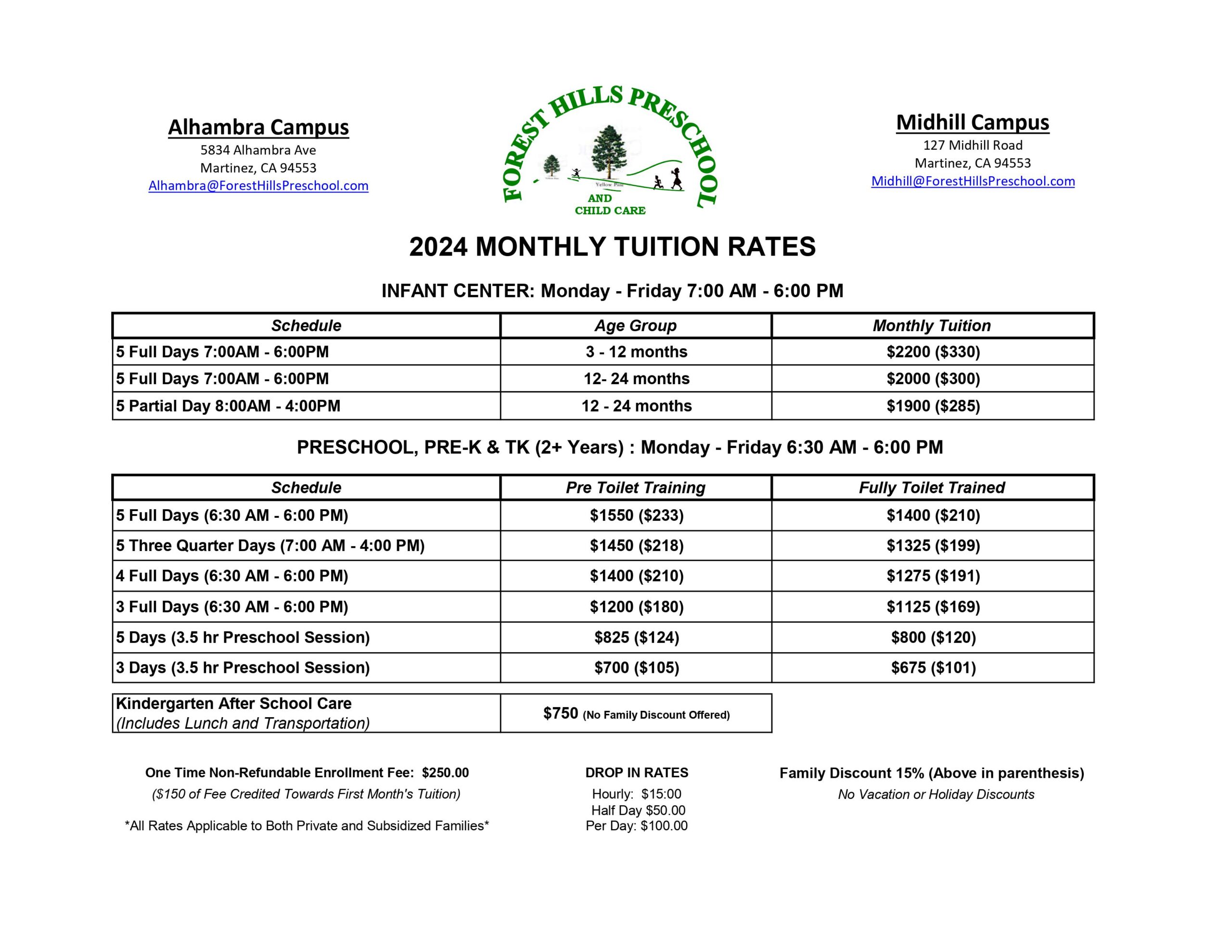 Fees Schedules Forest Hills Preschool And Child Care